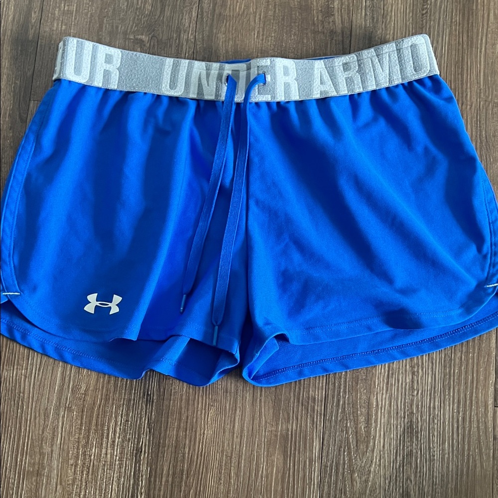 Under Armour Royal Blue Women's Athletic Shorts with Silver Waistband